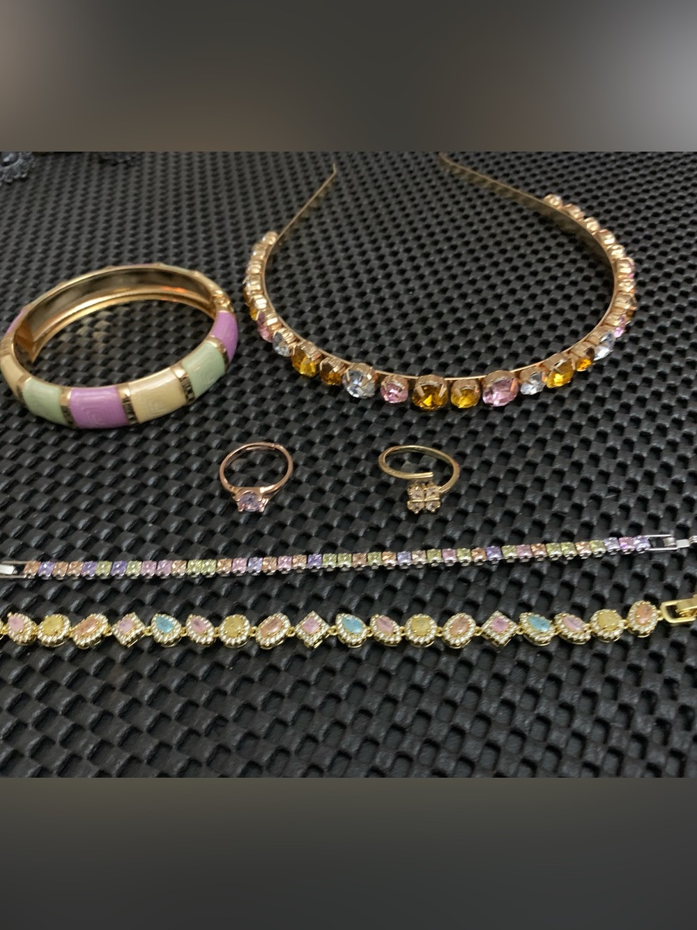 Gold Pastel Jewelry Bundle!! 🍬 Headband, Bracelets, Rings & Bangle!!